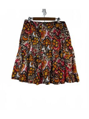 VTG 90's Josephine Chaus A-Line Flare Midi Skirt Retro Floral Pattern Size 16
